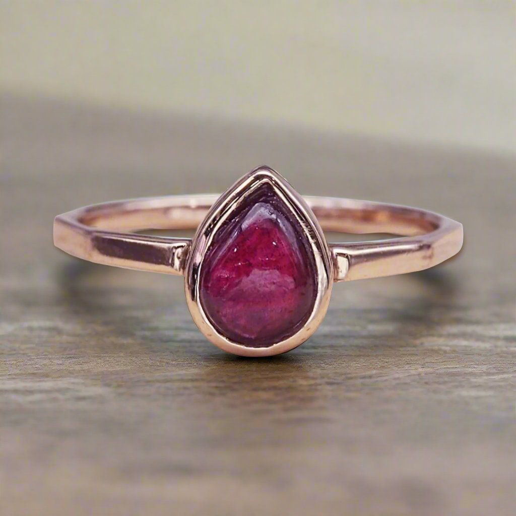 July Birthstone Ruby Ring Rose gold