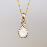 Gold June birthstone necklace with pear-shaped mother of pearl pendant - june birthday jewellery gift for her