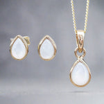 Gold June Birthstone Pearl earrings and pearl necklace by indie and harper australia