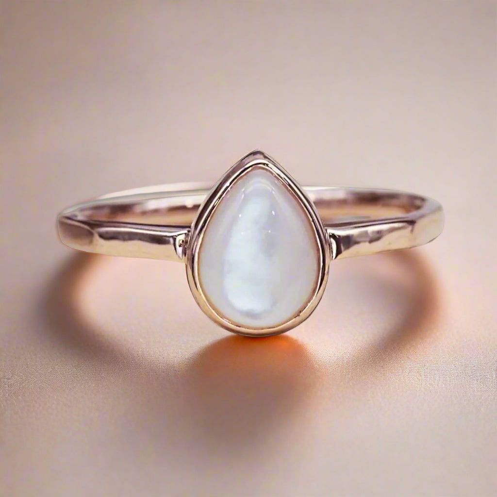 Rose gold June birthstone Pearl Ring by indie and harper australia