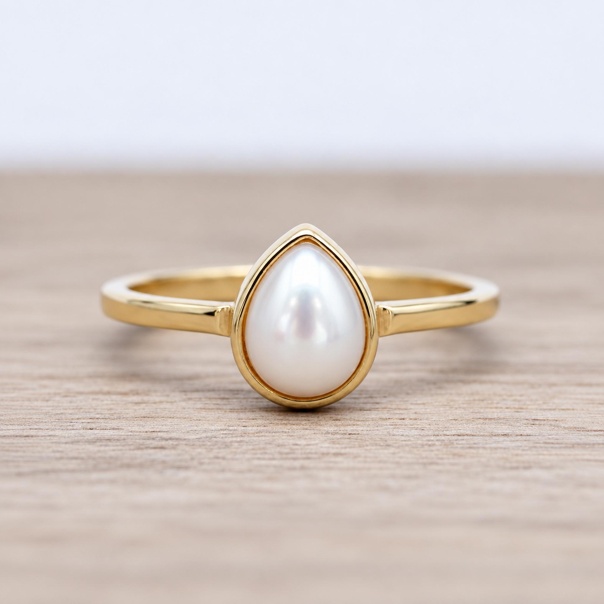 Gold June birthstone Pearl ring by indie and harper Australia 