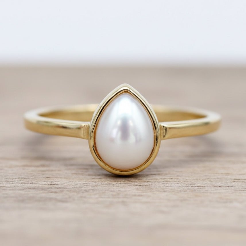Gold June birthstone Pearl ring by indie and harper Australia 