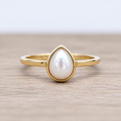 Gold June birthstone Pearl ring by indie and harper Australia 