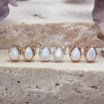 June Birthstone Earrings with mother of pearl studs in gold, silver and rose gold - june birthday jewellery gifts