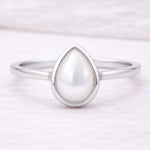 Sterling Silver June Birthstone Ring with pear-shaped pearl as a meaningful June birthstone jewellery gift for her