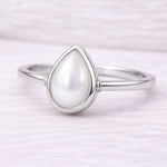 Sterling Silver June Birthstone Ring with pear-shaped pearl as a meaningful June birthstone jewellery gift for her