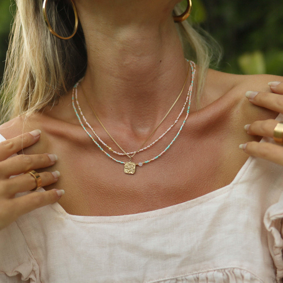 Woman wearing Gold waterproof Necklaces - womens gold waterproof jewellery - Australian jewellery brand 