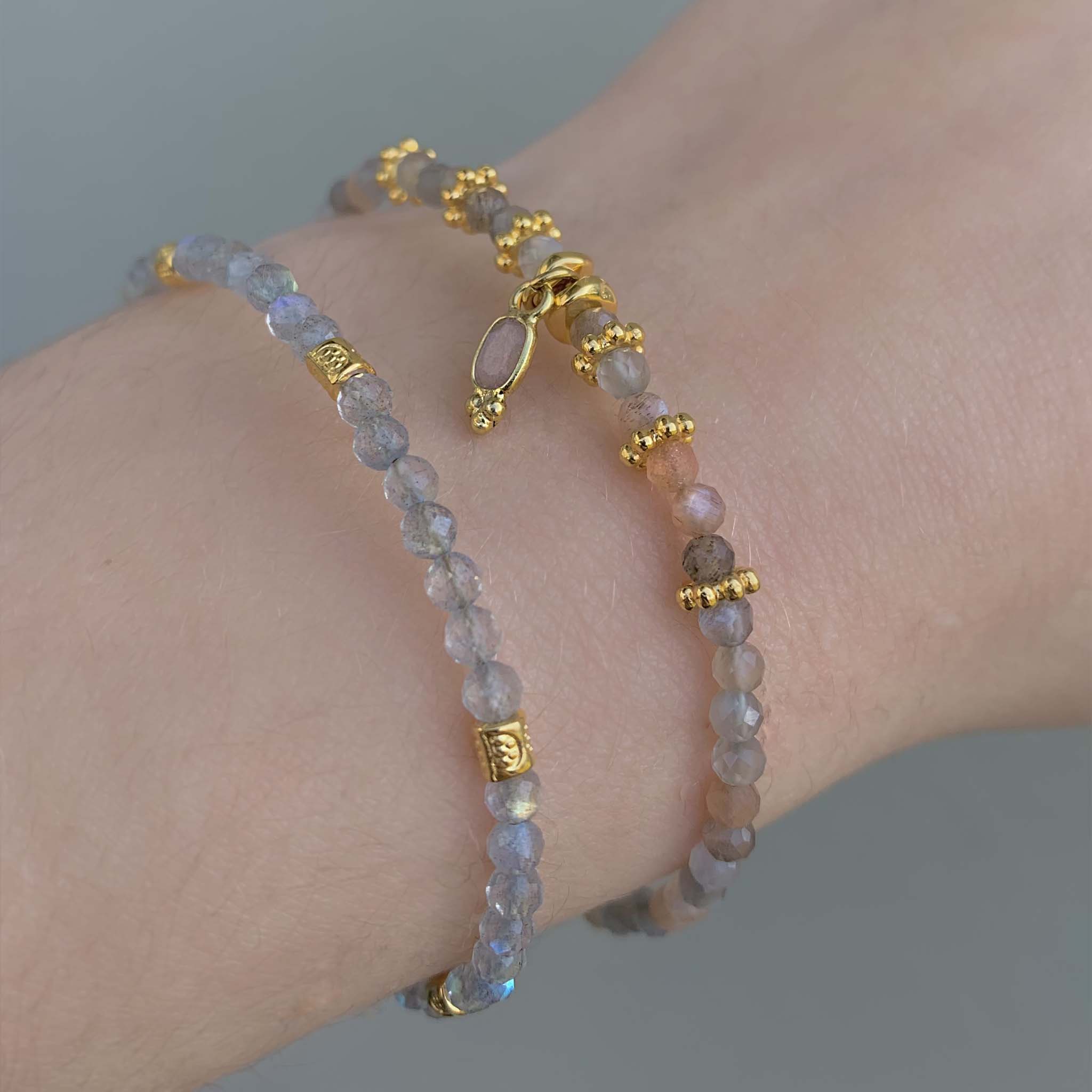 dainty goddess labradorite beaded bracelets - boho jewellery by women's jewellery brand indie and harper australia