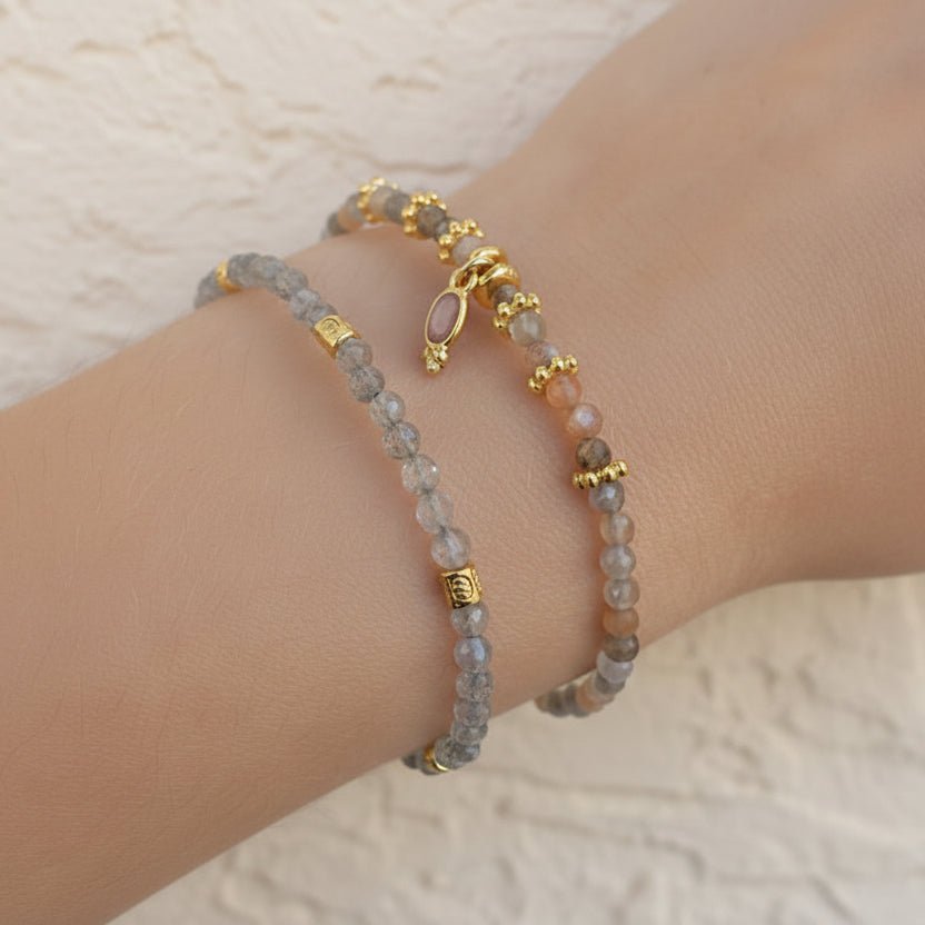 dainty goddess labradorite beaded bracelets - boho jewellery by women's jewellery brand indie and harper australia