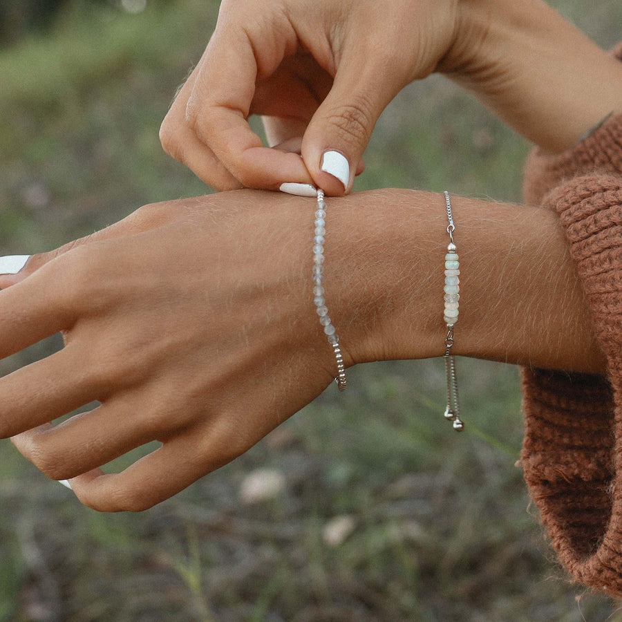 Labradorite Bracelet being worn - womens beaded bracelet jewellery - Australian jewellery brand