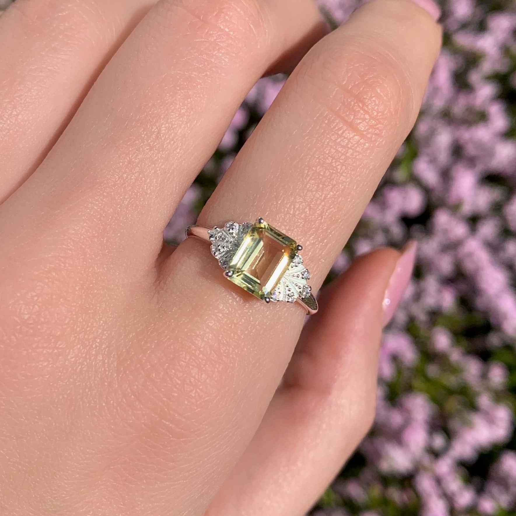 White topaz and lemon quartz ring by indie and Harper australia