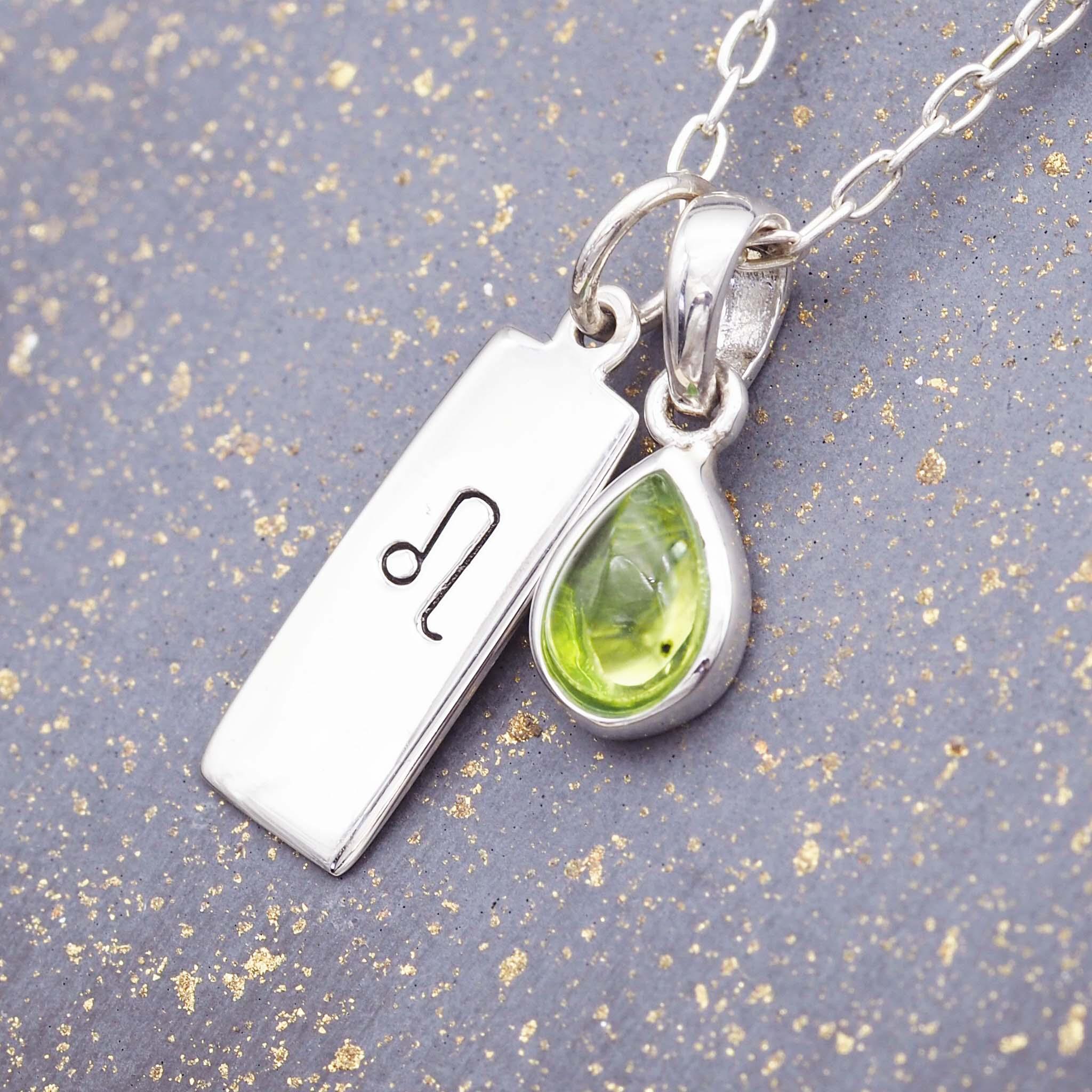 silver Leo and August birthstone peridot necklace by indie and harper australia 