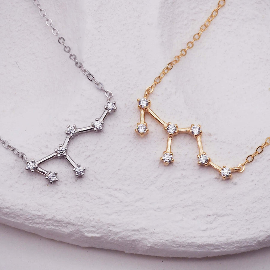 Leo Constellation Necklace in silver and gold - womens zodiac jewellery Australia