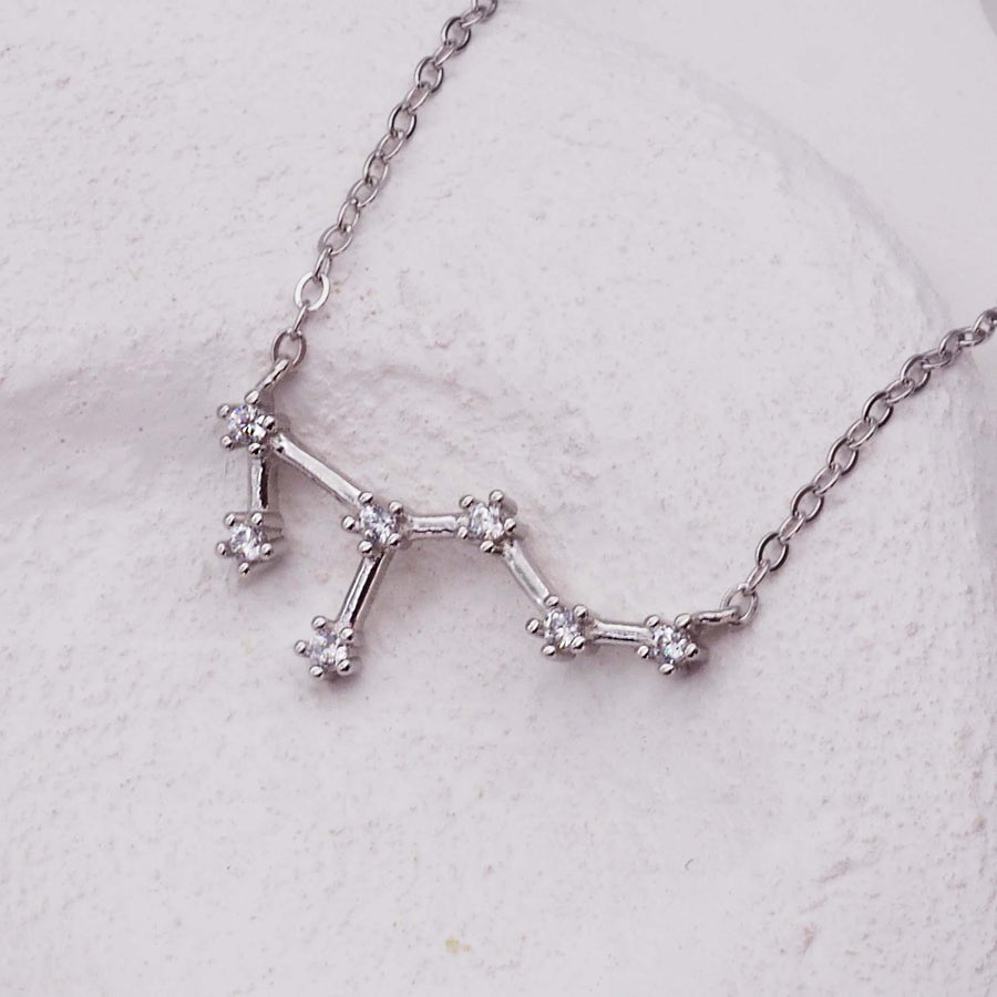 Leo Constellation Necklace in Sterling silver with cubic zirconias - womens zodiac jewellery Australia