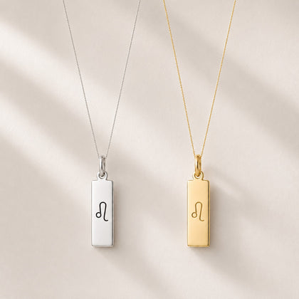 Leo Zodiac Necklace, two-tone silver and gold pendants (set of 2).