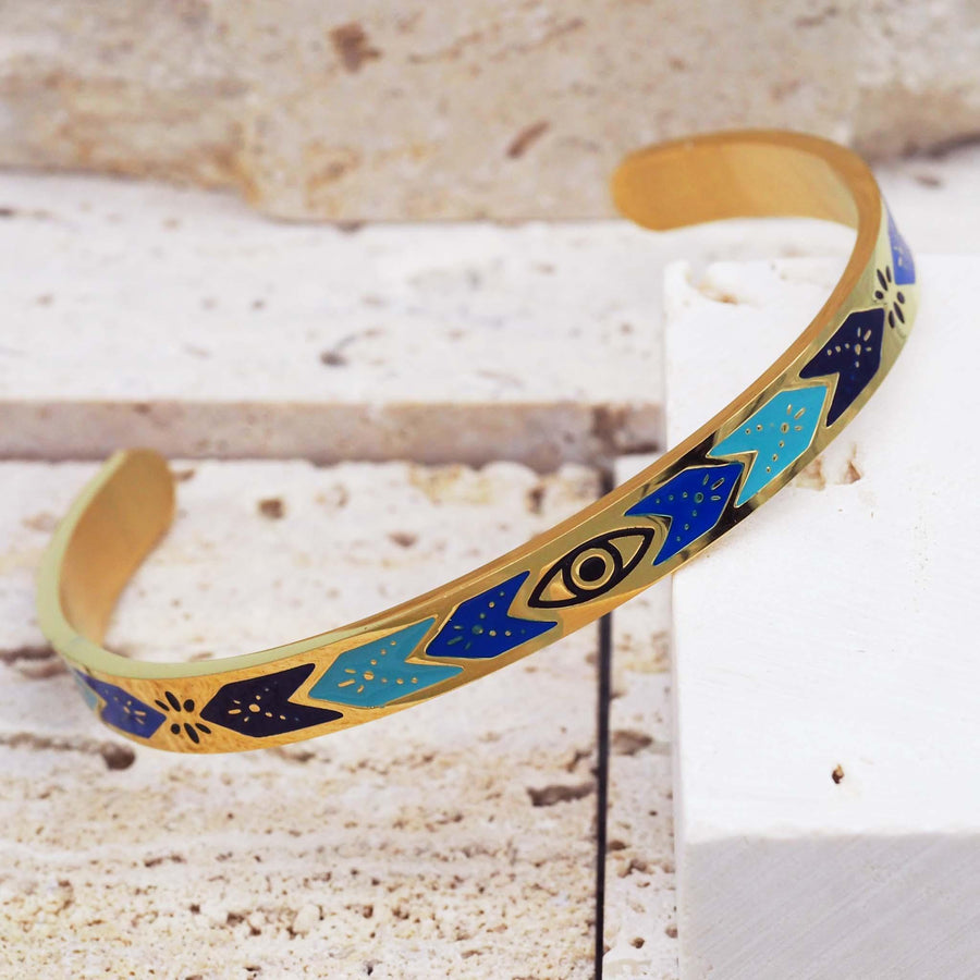 blue enamel and gold waterproof bracelet - gold waterproof jewellery australia