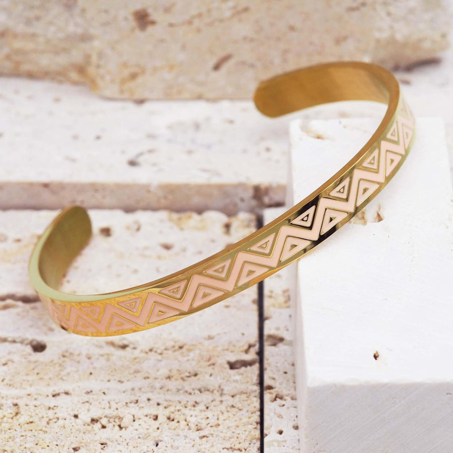 peach enamel and gold waterproof bracelet - gold waterproof jewellery australia