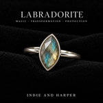sterling silver natural labradorite ring