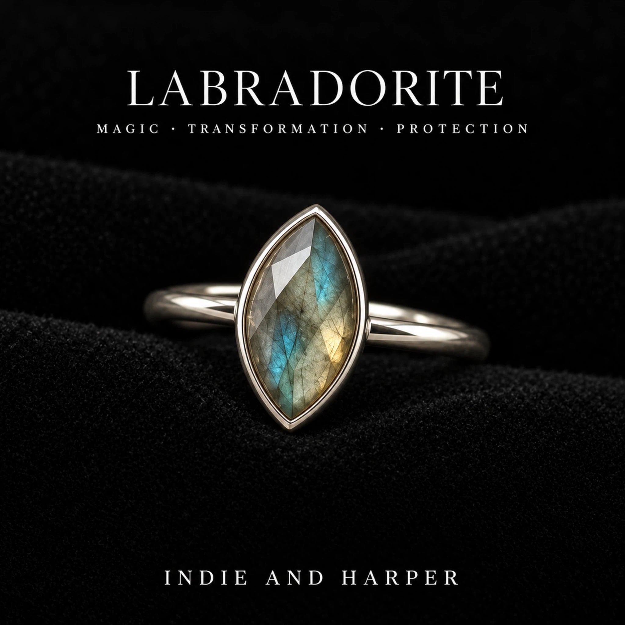 sterling silver natural labradorite ring
