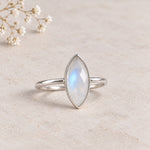 sterling silver rose cut bezel set natural moonstone ring