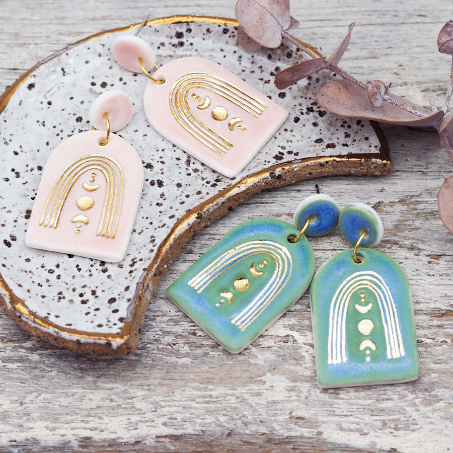 Luna Rainbow Porcelain Earrings - womens jewellery by indie and harper