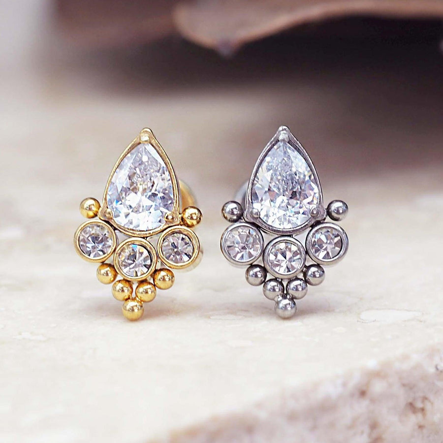 Luna Single gold and silver Labret Piercing Earrings - womens waterproof jewellery - Australian jewellery brand