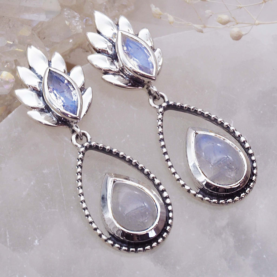 magical moonstone earrings - statment moonstone earrings for women - womens jewellery online by indie and harper