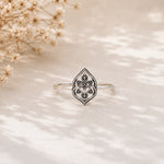 sterling silver flower mandala ring