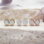 March Birthstone aquamarine earrings in gold, silver and rose gold by indie and harper