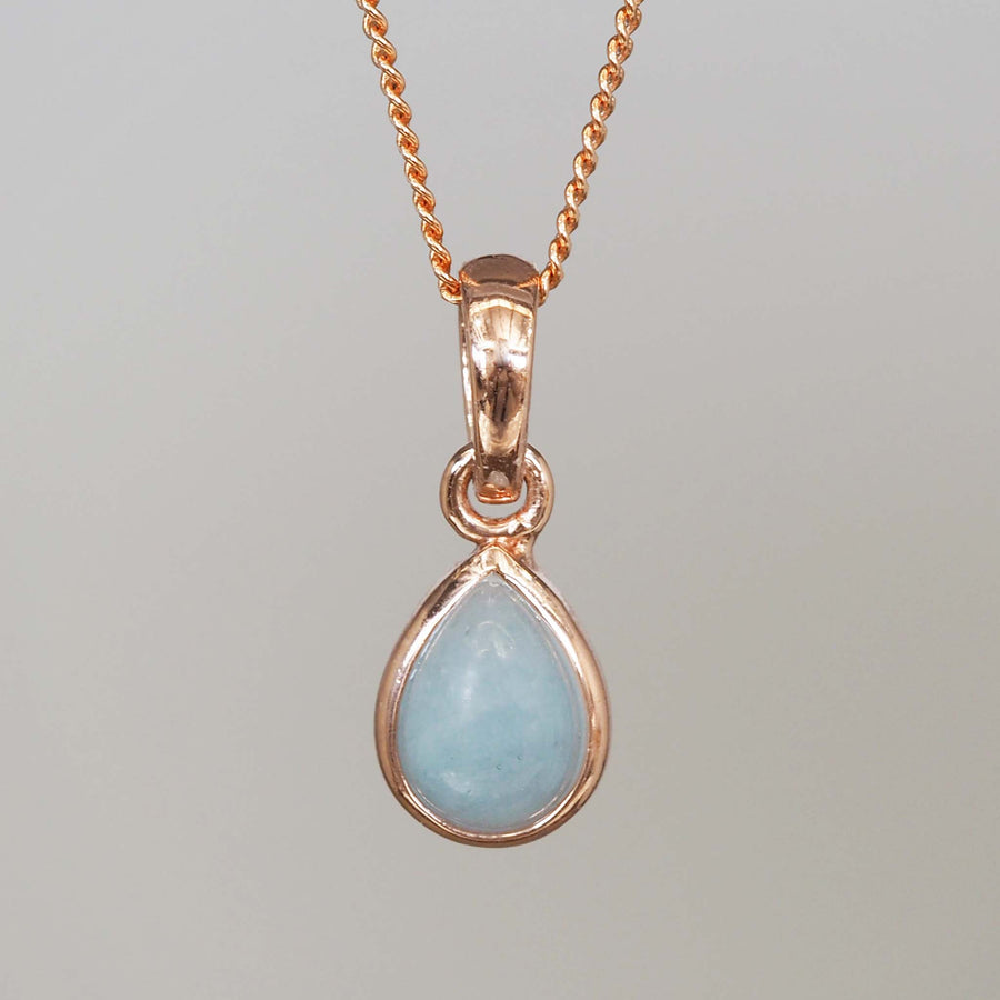 march birthstone necklace - rose gold aquamarine necklace - March birthstone jewellery by indie and harper