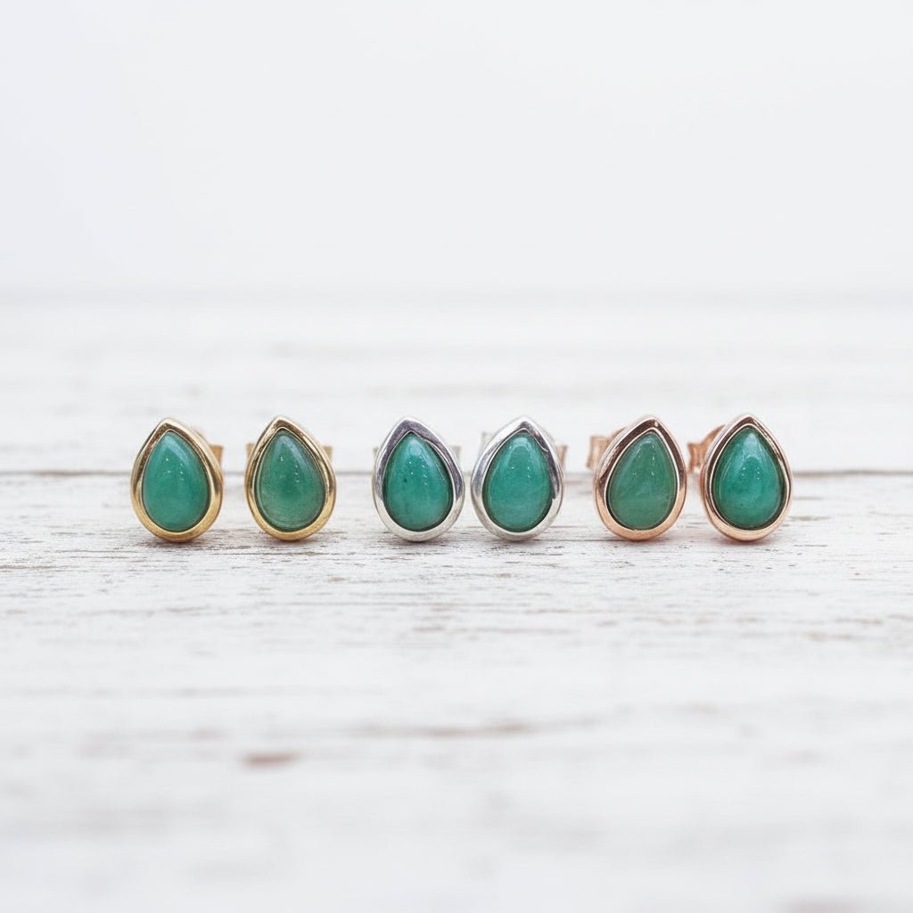 may birthstone emerald earrings in Gold, Sterling Silver and Rose Gold by indie and Harper Australia