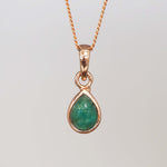 Rose Gold May Birthstone Emerald Necklace by indie and harper Australia 