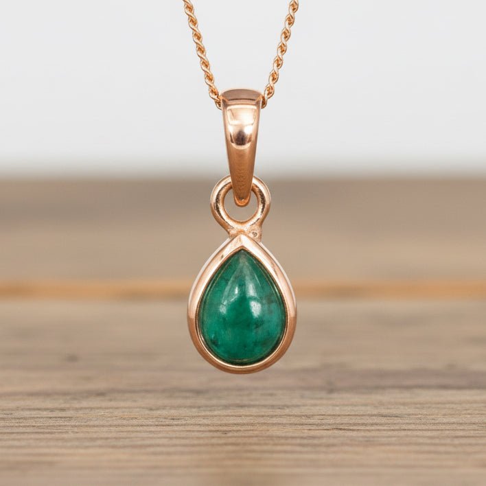 Rose Gold May Birthstone Emerald Necklace by indie and harper Australia 