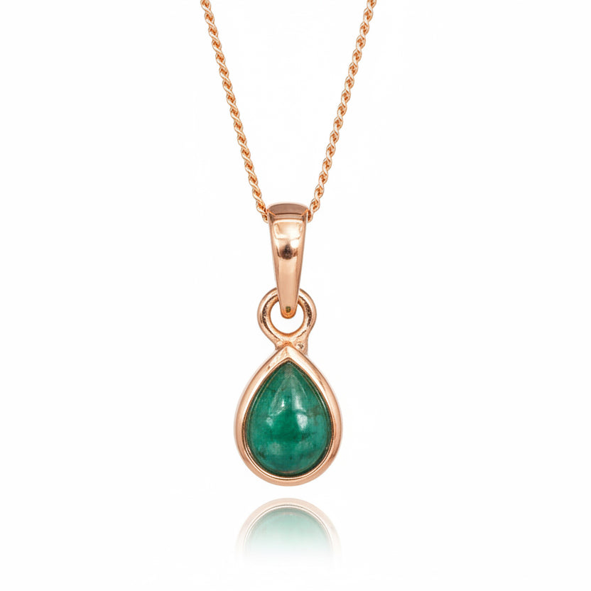 Rose Gold May Birthstone Emerald Necklace by indie and harper Australia 