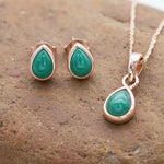 may birthstone jewellery gift set with emerald gemstone stud earrings and necklace 