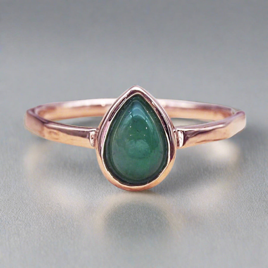 may birthstone ring - rose gold emerald ring