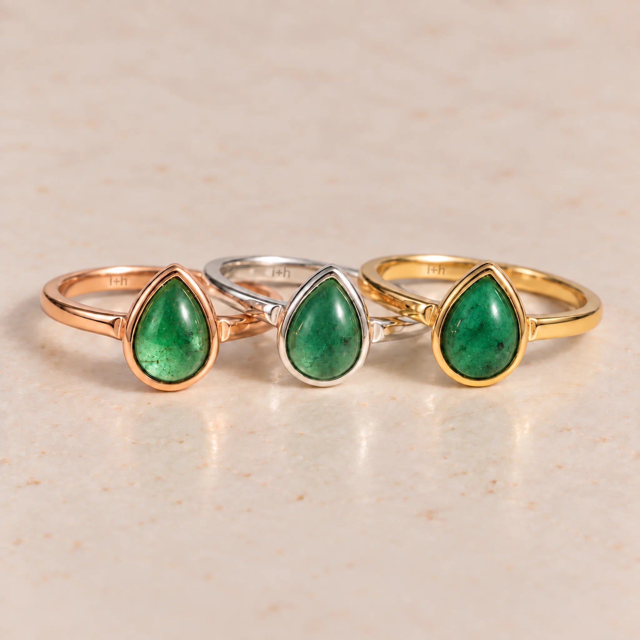 three may birthstone rings with natural emerald gemstones as meaningful may birthstone jewellery gifts for her