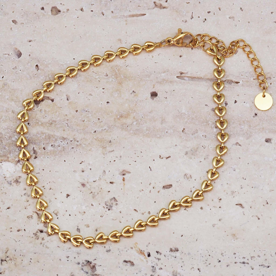 Gold Heart Anklet - womens gold jewellery by indie and harper