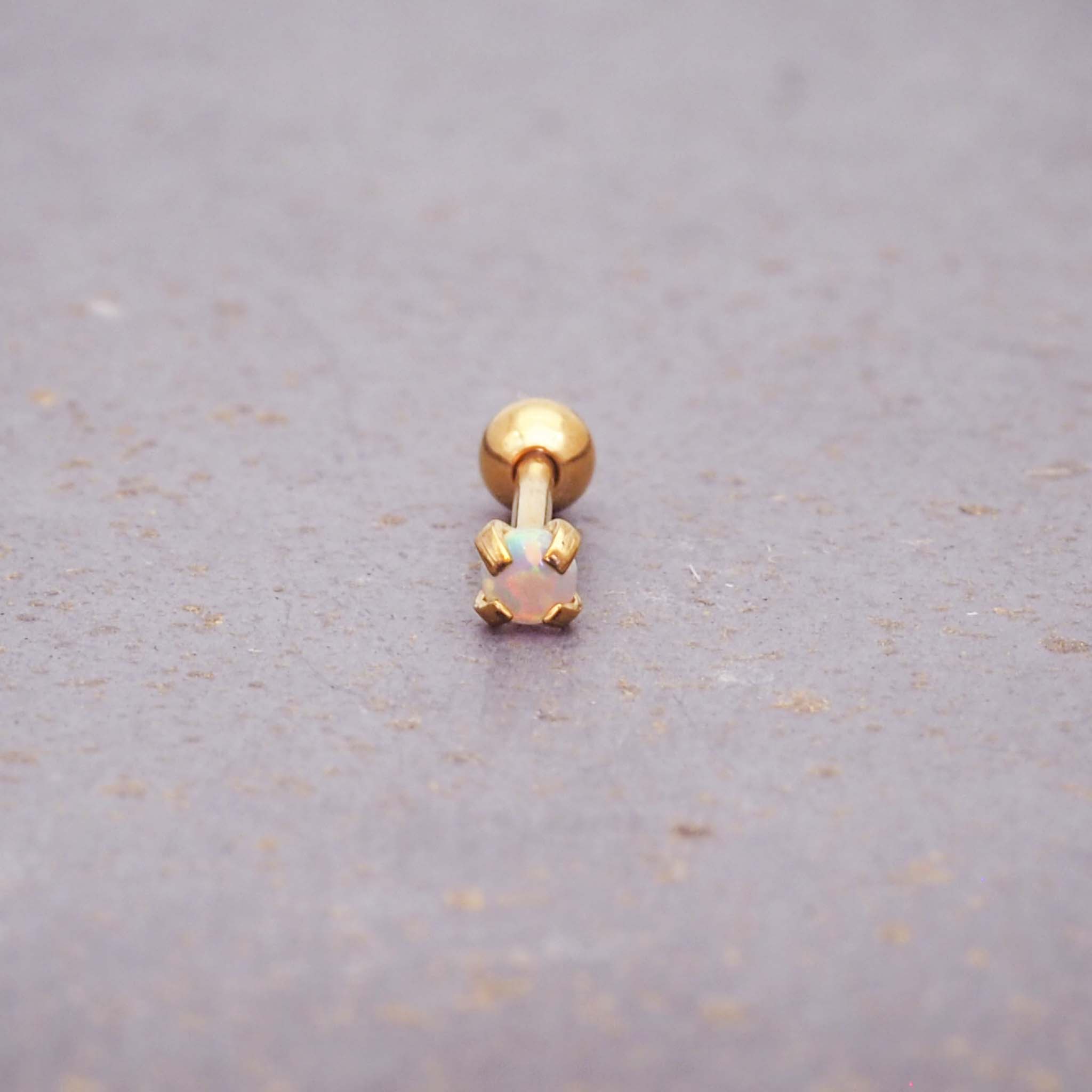 dainty opal stud made with gold plating over stainless steel with a ball back design - waterproof jewellery online by jewellery brand indie and harper