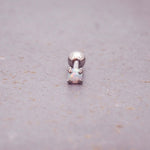 stainless steel single stud with ball back design made with white synthetic opal - waterproof jewellery by online jewellery brand indie and harper