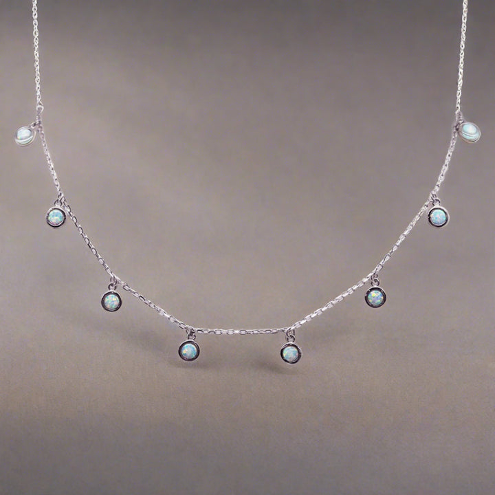 Sterling Silver Opal Necklace - womens opal jewellery australia