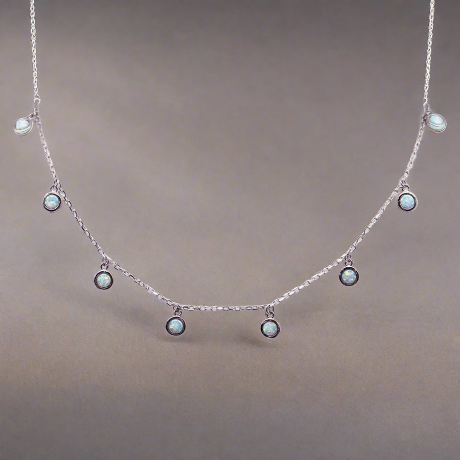 Sterling Silver Opal Necklace - womens opal jewellery australia