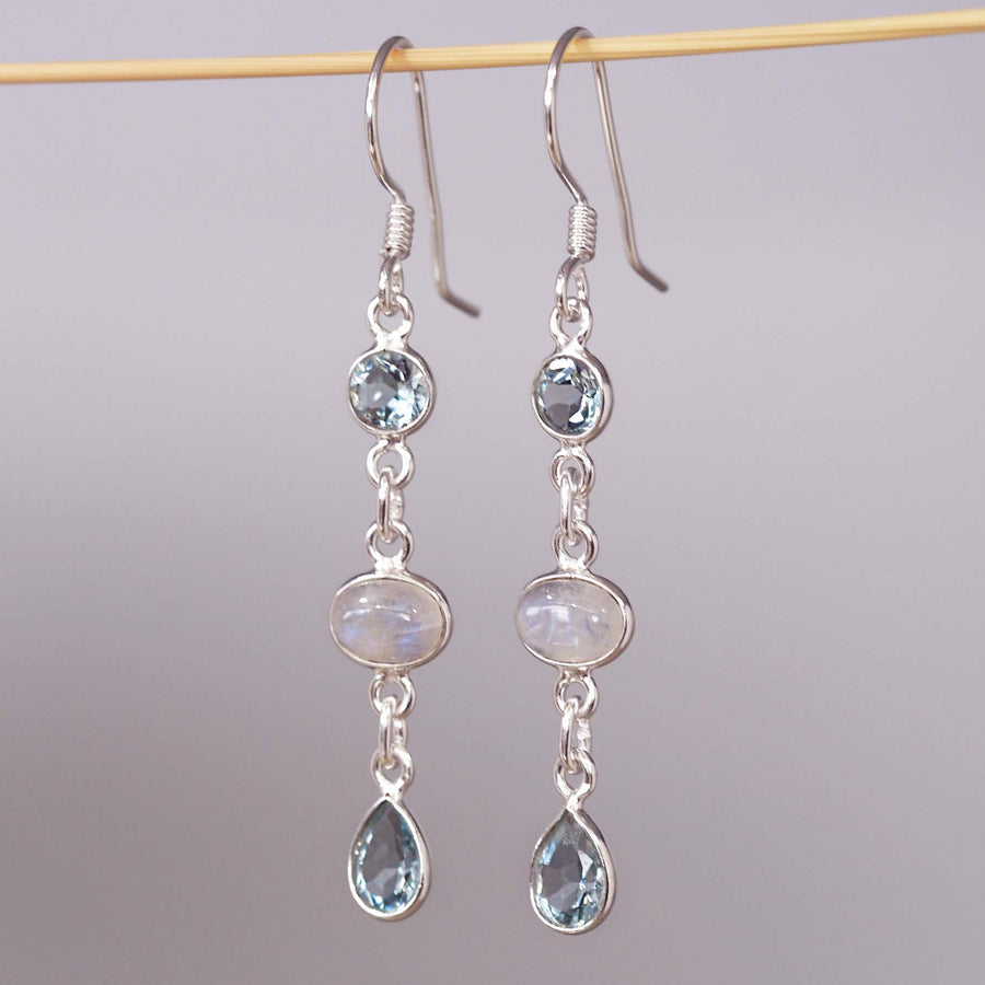 moonstone and blue topaz earrings - women's online jewellery brand indie and harper