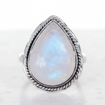 Sterling silver rain drop moonstone ring 