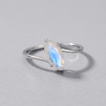Moonstone ring front view on light grey