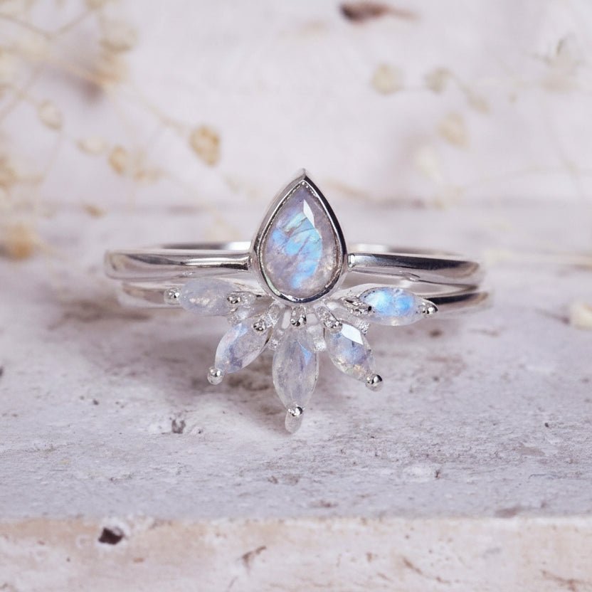 Moonstone stacking ring made with sterling silver and beautiful natural moonstones