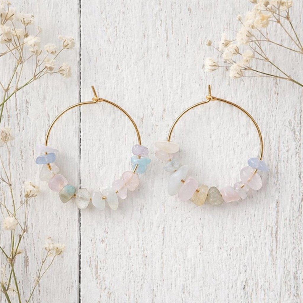 Gold morganite hoop earrings