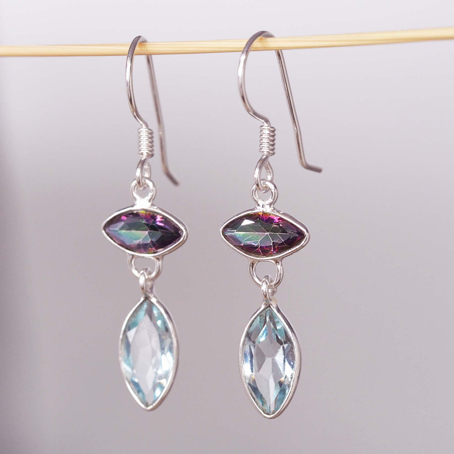 Mystic quartz and blue topaz earrings - sterling silver earrings with blue topaz and mystic quartz gemstones by indie and harper