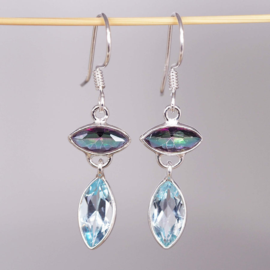 Mystic Quartz and Blue Topaz Earrings - dainty women's jewellery by indie and harper