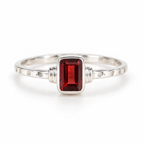 Natural Emerald Cut Garnet Ring